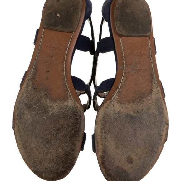 ALAÏA Blue Suede Scalloped Gladiator Sandals | IT 36 (US 5.5) - Picture 5 of 5